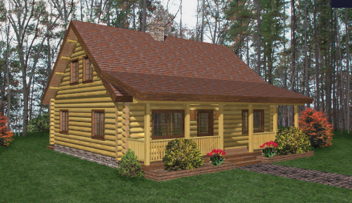 Phoenicia Log Home Front Elevation