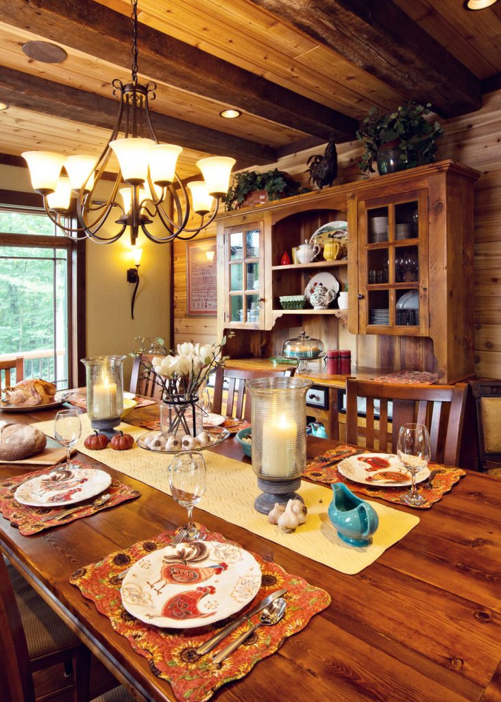 Beaver Mountain Log Homes Gerald Cedar Timber Home Dining Room Table