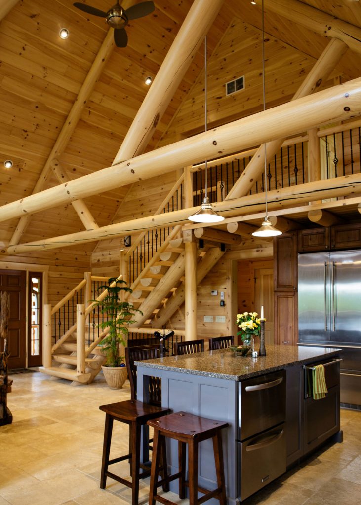 Beaver Mountain Log Homes Lee Log Home Timber Stairs or Timber Trusses