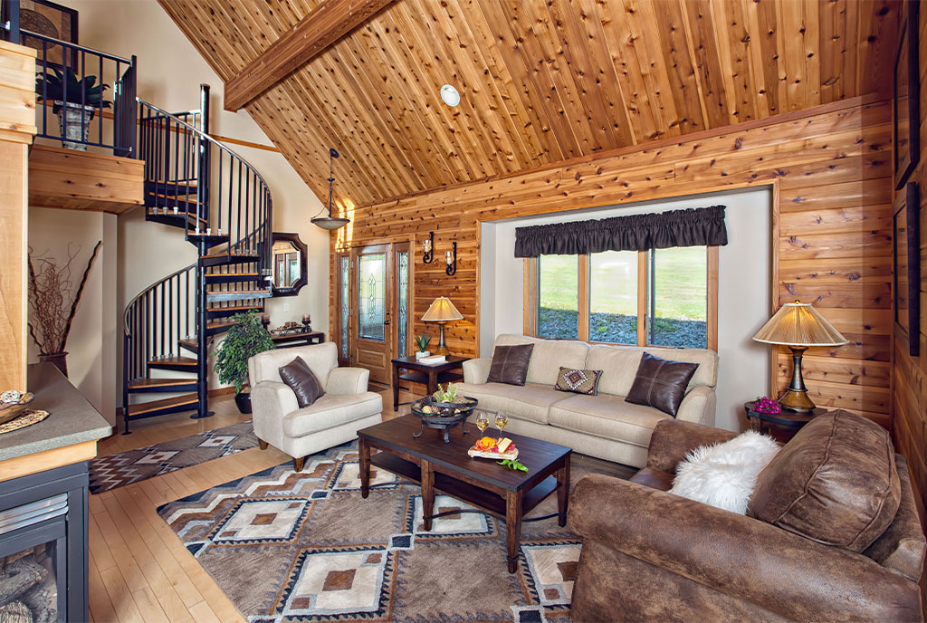 Beaver Mountain Log Homes Cedar Ridge Cedar Timber Home Living Room