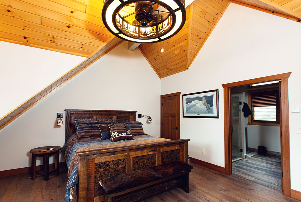 Beaver Mountain Log Homes Kuyahoora Lodge Cedar Hybrid Home Bedroom