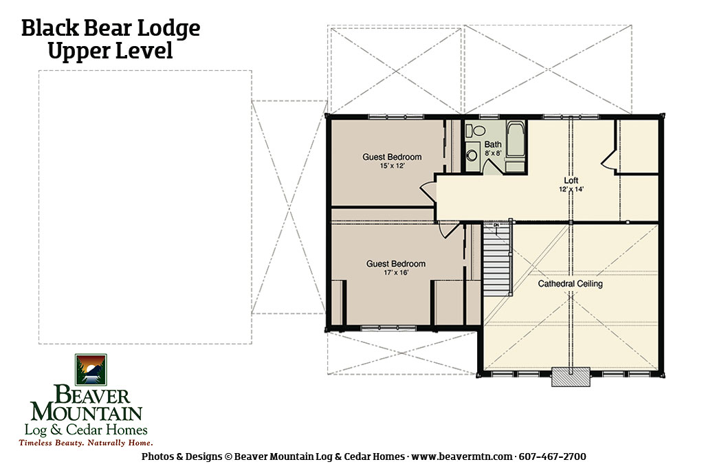 Beaver Mountain Log Homes Black Bear Lodge Log Home Upper Level Floor Plan