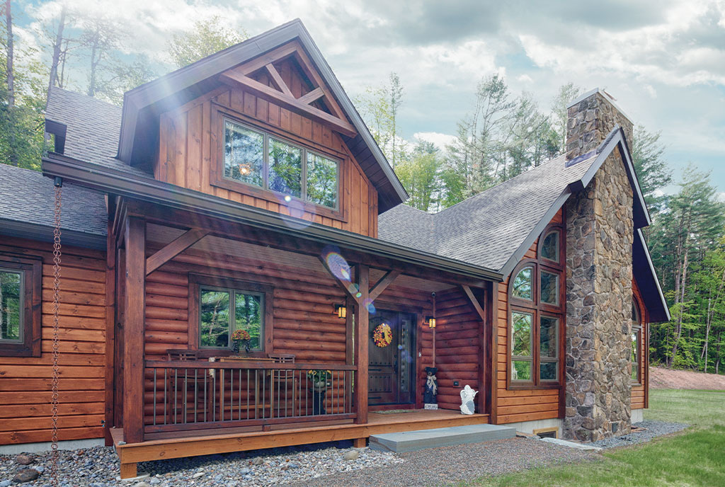 Beaver Mountain Log Homes Black Bear Lodge Timber Home Front Porch Exterior