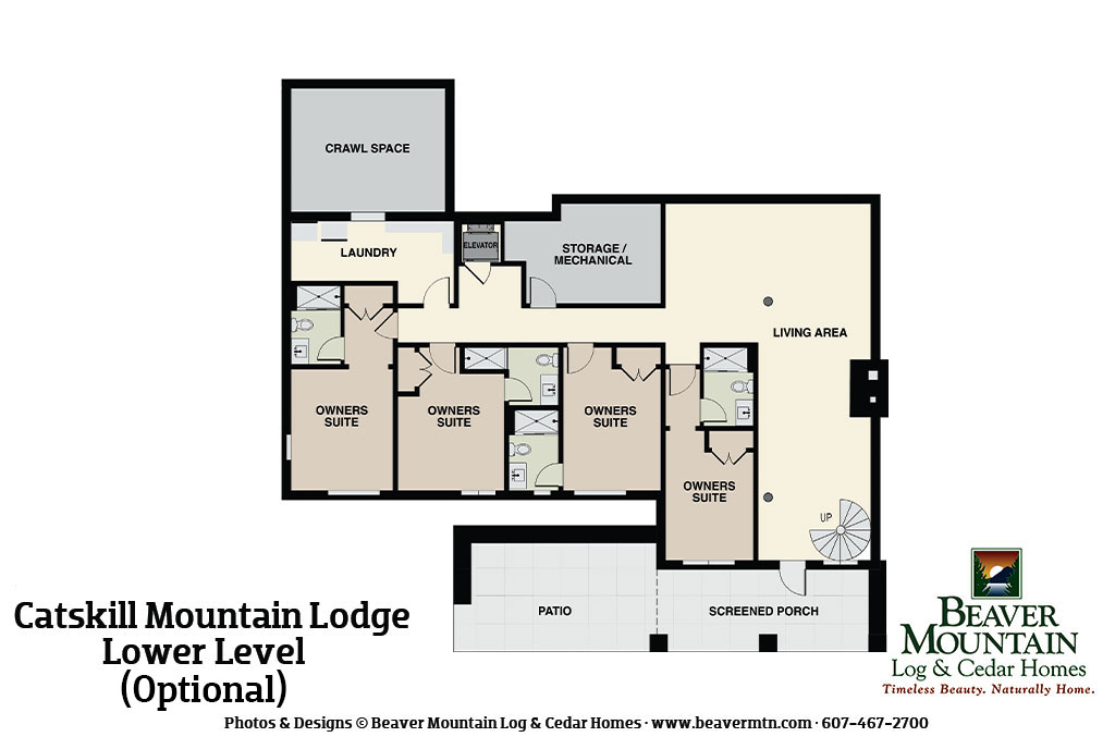 Beaver Mountain Log Homes Catskill Mountain Lodge Log Home Lower Level Floor Plan