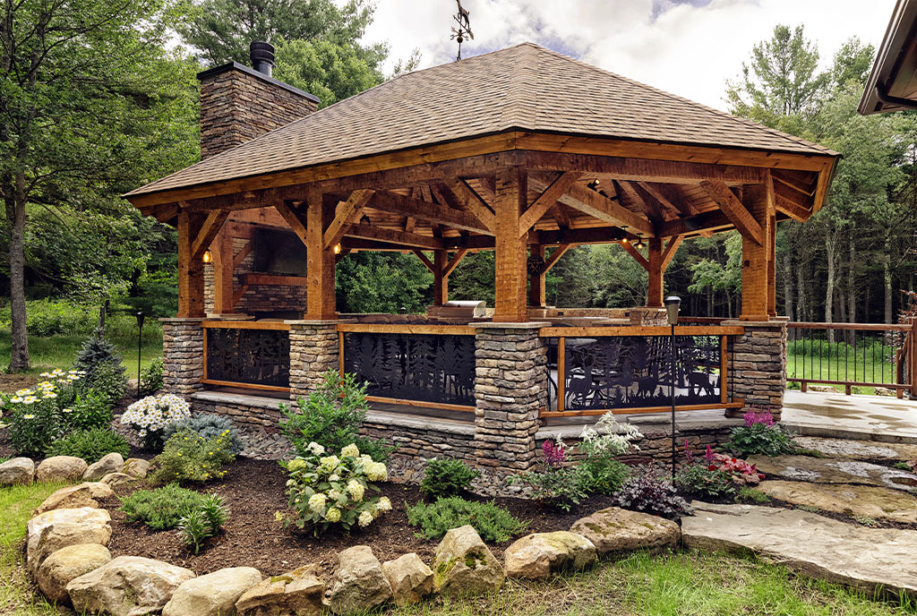 Beaver Mountain Log Homes Timber Pavilion And Living Space