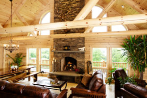 Beaver Mountain Log Homes Lee Stone Fireplace