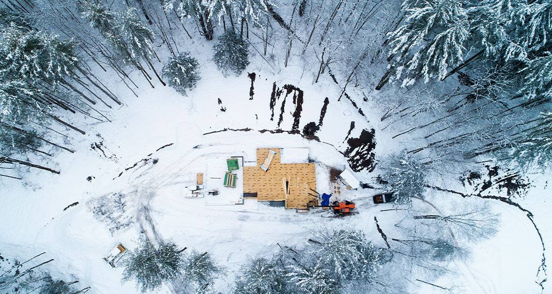 Building in the Catskills in the winter